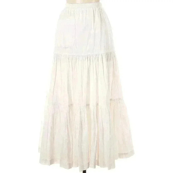 Eskandar 2 Skirt Petticoat White Romantic Cotton 3 Tiered Peasant Boho Maxi - Picture 9 of 9